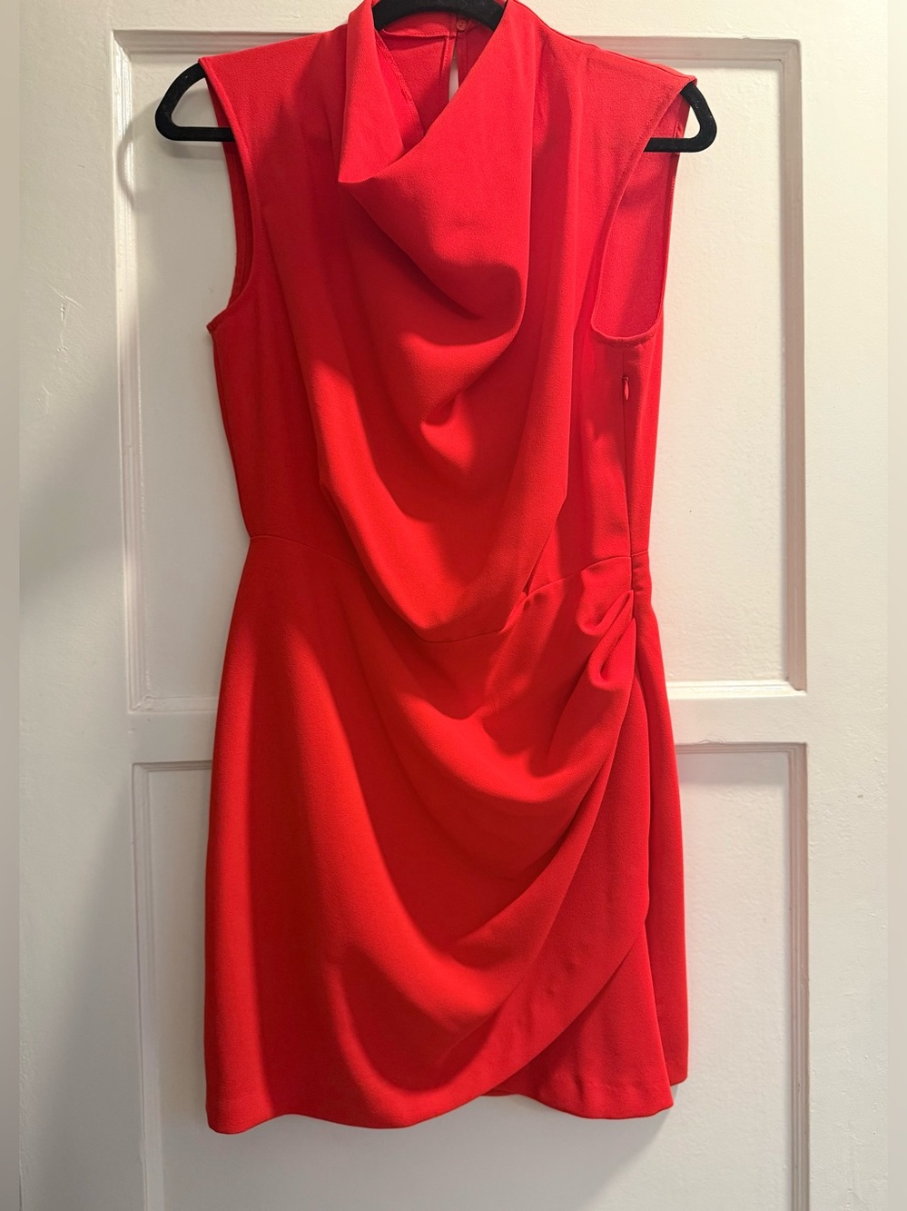ZARA Draped Cowl Neck Red Mini Dress – Size Medium - Picture 4 of 12